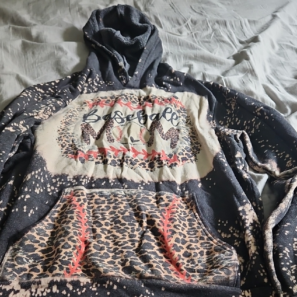 Baseball Mom Hoodie with Leopard Print